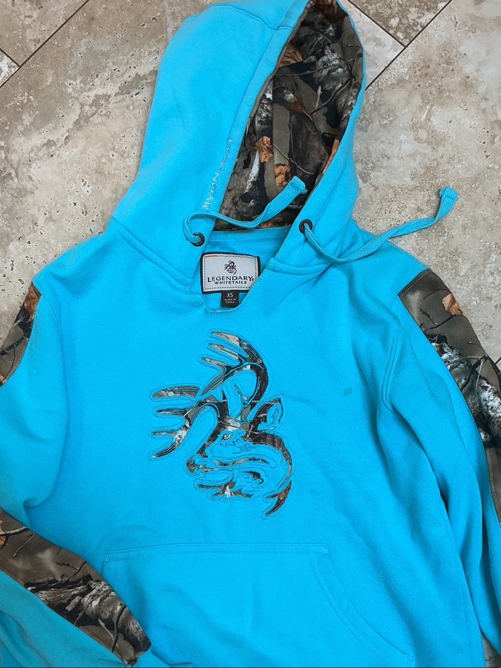Legendary Whitetails Turquoise Hoodie with Camo Accents